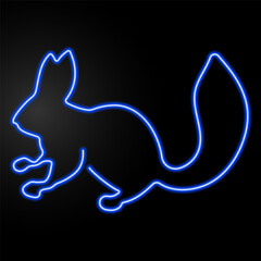 squirrel neon sign, modern glowing banner design, colorful modern design trend on black background. Vector illustration.