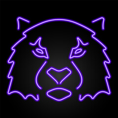 tiger neon sign, modern glowing banner design, colorful modern design trend on black background. Vector illustration.