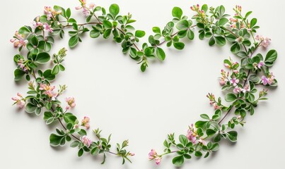 Heart-Shaped Bouquet of Beautiful Flowers and Green Leaves Generative AI