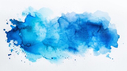 Blue Watercolor Stain on White Background Generative AI - obrazy, fototapety, plakaty