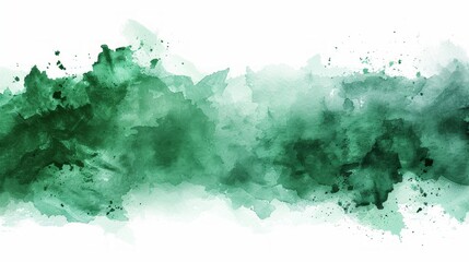Green Watercolor Stain on White Background Generative AI - obrazy, fototapety, plakaty