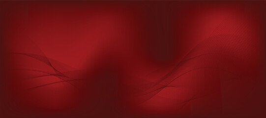 Abstract red gradient background with red wavy lines