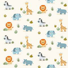 Safari animals seamless pattern design