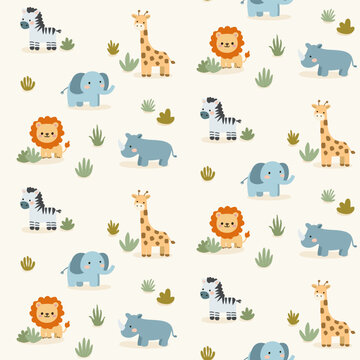 Safari animals seamless pattern design