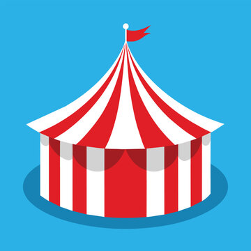 Striped red circus tent stock vector illustration