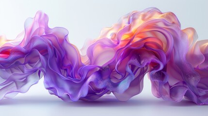 Neon Abstract Shape Flow over White Background Generative AI