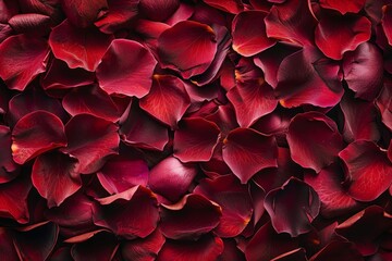 Elegant pattern of red rose petals arranged beautifully Creating a romantic and luxurious wallpaper or background design.