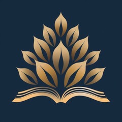 A book with a golden leaf resting on top of it