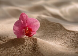 Fototapeta na wymiar flower and balance on the asian sand