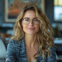 Fototapeta na wymiar business portrait of a female person wearing glasses
