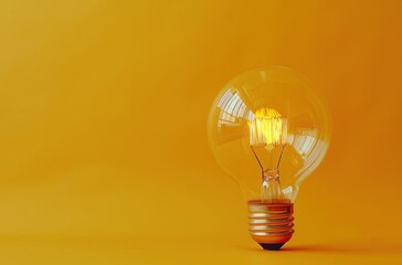 dim light bulb isolated on a yellow background