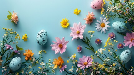 Fototapeta na wymiar Easter Celebration with Vibrant Watercolor Flowers Generative AI