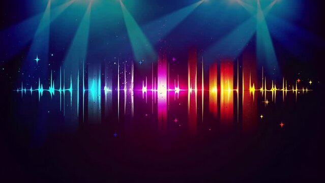 Seamless digital music equalizer audio waves,  disco and light flashing lines; is perfect for background projects; 4k virtual video animation.