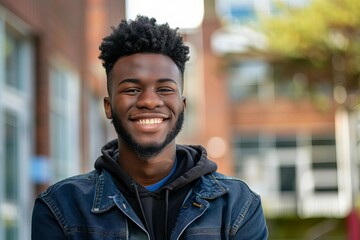 Portrait of a confident and successful black student with a bright smile Representing achievement and positivity