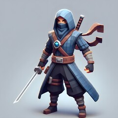 Naklejka premium Stylized Blue Rogue Character