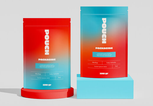 Two Pouch on Podium Mockup
