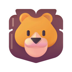 Lion vector icon. Isolated sign sticker emoji design of friendly, cartoon-styled face of a lion—the large cat and king of the jungle looking straight ahead 