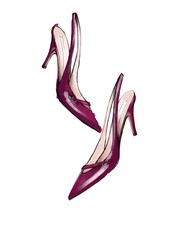 illustration purple red modern fashion shoes