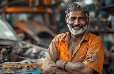 indian professional worker in workshop