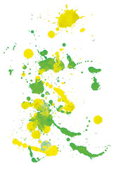 Drops and blots together with watercolor and gouache monotypes isolated on a white background