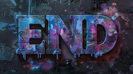 Graffiti Style Word Art with Blue and Purple Colors on Black Background Generative AI