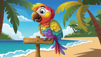 Explore the Vibrant World of Parrots: Flat Vector Illustration Offering Colorful Depictions of These Beautiful Birds.  