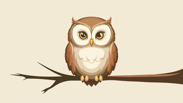 Embrace the Wisdom of Nature: Flat Vector Illustration Featuring the Enigmatic Owl in Stunning Detail.  