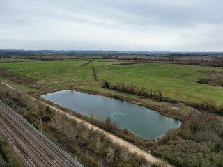 High Angle View of Arlesey Town at Bedfordshire, England United Kingdom