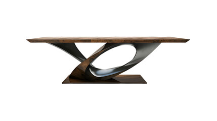 a beautiful wood and metal table with beautiful design, transparent background