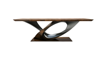 a beautiful wood and metal table with beautiful design, transparent background
