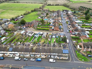 High Angle View of Arlesey Town at Bedfordshire, England United Kingdom