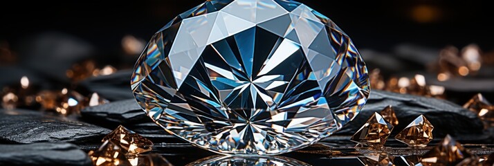 Large diamond center encircled by smaller diamonds in close proximity - obrazy, fototapety, plakaty