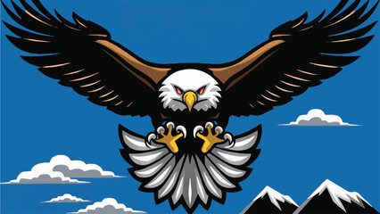 Discover the Majesty of Eagles: Flat Vector Illustration Depicting the Grace and Power of These Majestic Birds. 