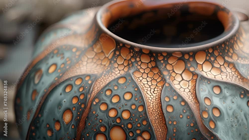 Poster texture of a finished ceramic piece highlighting the beautiful imperfections and variations in glaze