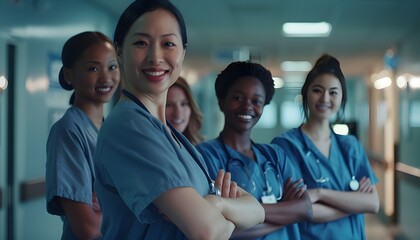 Portrait of multiple nurses in a hospital