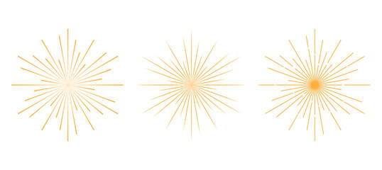 set of a golden fireworks burst illustration 