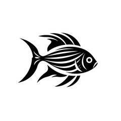 Fish Icon, Sea Animal Symbol, Minimal Fish Silhouette