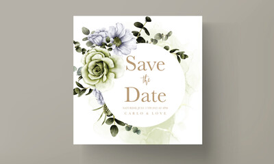 Elegant greenery flower watercolor wedding invitation template