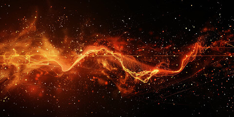 Simple line Illustration Magic  On Fire Flying In The Universe black color grunge texture.