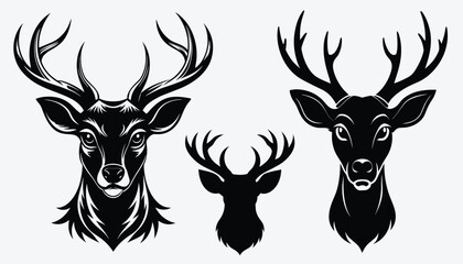 Naklejka premium Deer head vector, silhouette