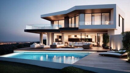 Modern villa with a rooftop terrace, providing panoramic views and an ideal space for outdoor entertainment