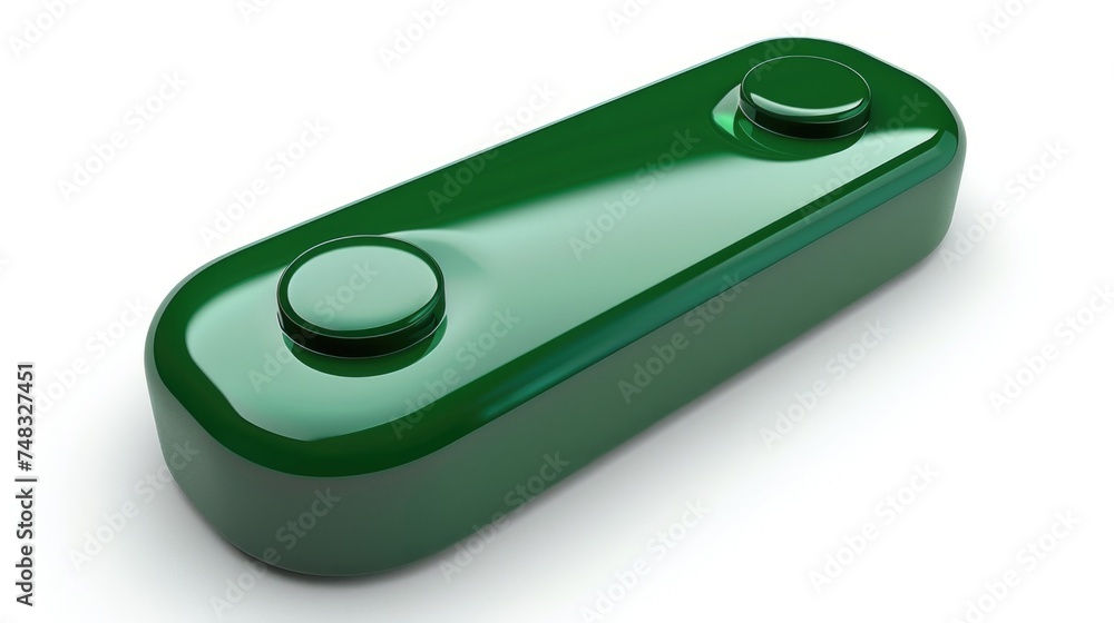 Poster green toggle switch or activator in 3d style on a white background. ai generative.