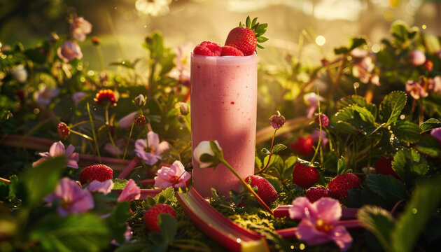Strawberry rhubarb smoothie, strawberry smoothie, berry smoothie, healthy smoothie, 