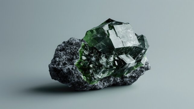 Uvarovite mineral on gray background