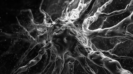 Illustration of neuron anatomy. Neuroscience, neurology, nervous system and impulse, brain activity, microbiology concepts. Artist vision.