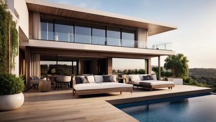 Modern villa with a rooftop terrace, providing panoramic views and an ideal space for outdoor entertainment