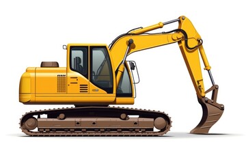 Obraz premium Powerful crawler excavator for construction isolated on white background.
