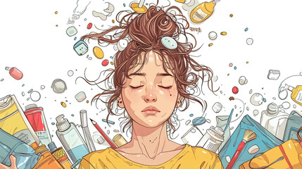 messed up mother brain, a depressed stressed mother with Multitasking chaos with cooking, kids learning, home cleaning and efficient time management in mind, 