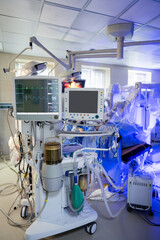 Surgery new monitoring technologies. Sterile hospital operating room.