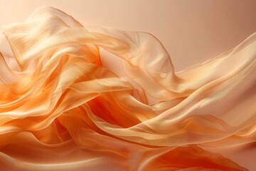 Obraz premium A close-up image capturing the delicate folds and soft texture of a luxurious orange fabric, giving a sense of movement and elegance